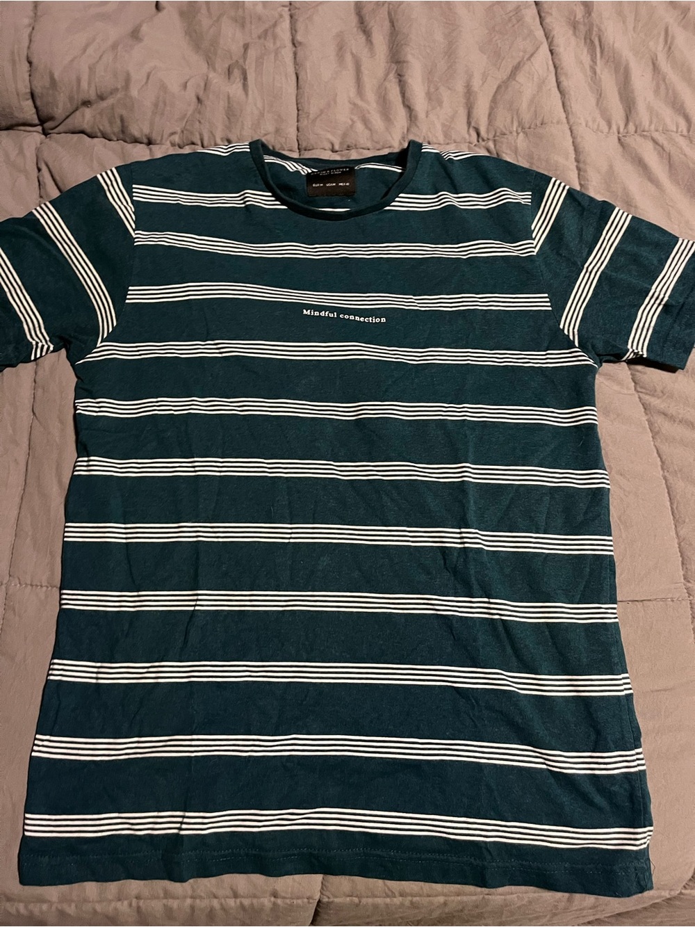 Denim & Flower Teal and White Striped 'Mindful Connection' Tee